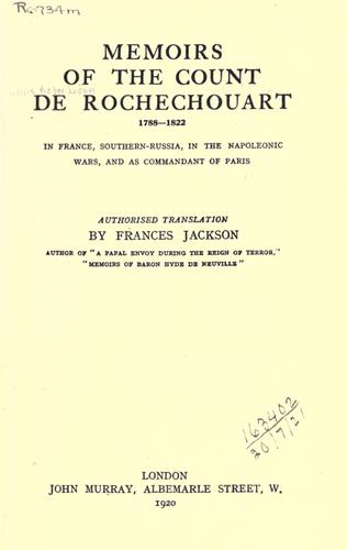 Memoirs, 1788-1882