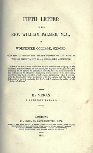 Fifth letter to the Rev. William Palmer, M.A., of Worcester College, Oxford