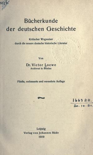 Bücherkunde der deutschen Geschichte