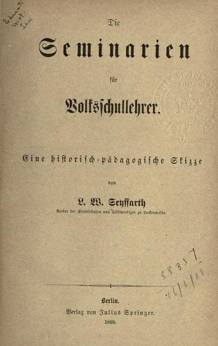 Die Seminarien für Volkschullehrer