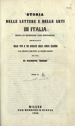Storia delle lettere e delle arti in Italia