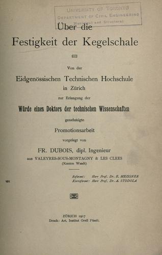 Über die Festigkeit der Kegelschale