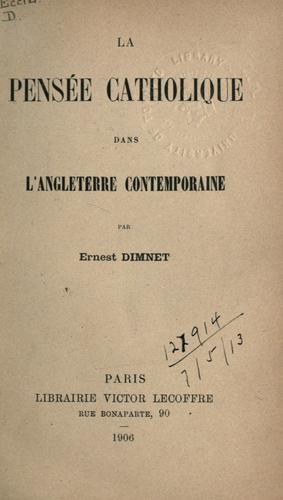 La pensée catholique dans l'angleterre contemporaine