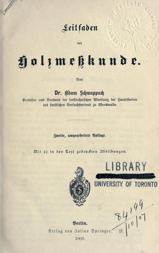 Leitfaden der Holzmesskunde