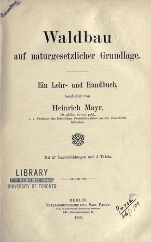 Waldbau auf naturgesetzlicher Grundlage