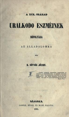 A tizenkilencedik század uralkodó eszméinek befolyása az álladalomra