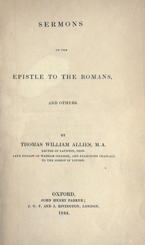 Sermons on the Epistle to the Romans, and others