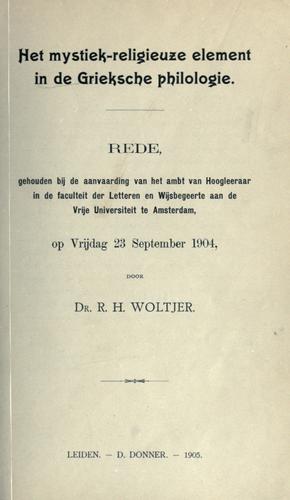 Het mystiek-religieuze element in de Grieksche philologie