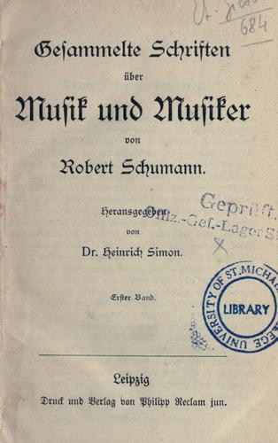 Gesammelte Schriften über Musik and Musiker