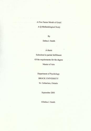 A five factor model of grief