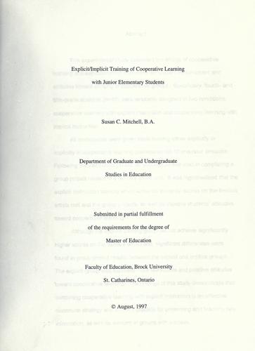 Explicit/implicit training of cooperative learning with junior elementary students