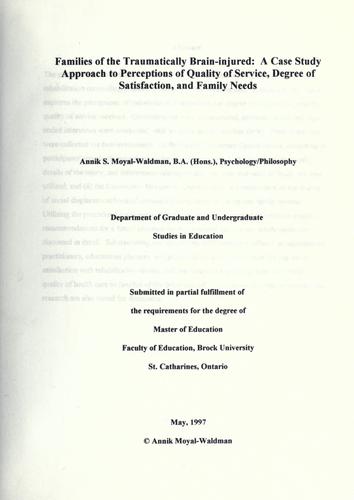 Families of the traumatically brian-injured