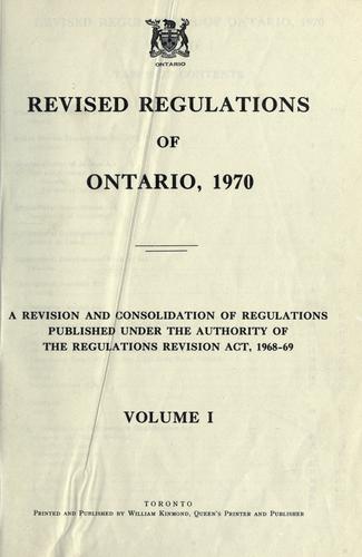 REVISED REGULATIONS OF ONTARIO, 1970