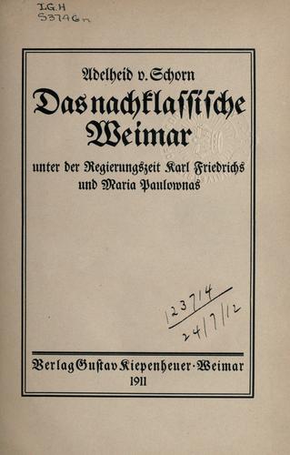 Das nachklassische Weimar