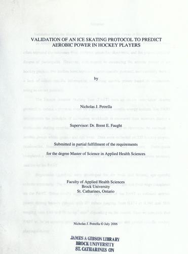 Validation of ice skating protocol to predict aerobic power in hockey players