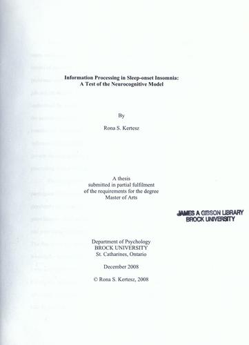 Information processing in sleep-onset insomnia