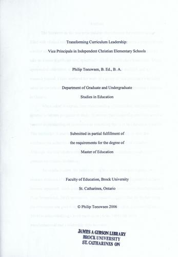 Transforming curriculum leadership