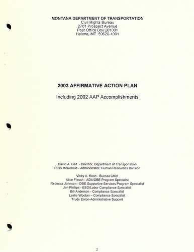 Affirmative action plan