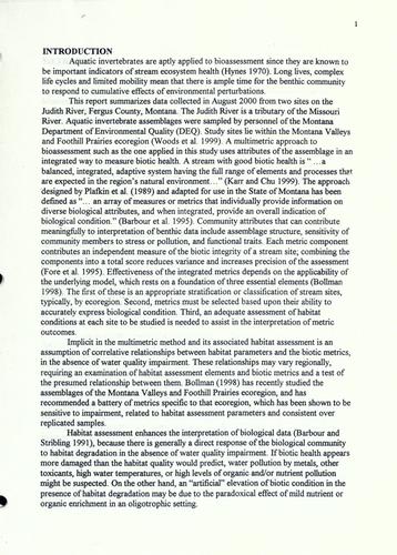 An assessment of the Judith River