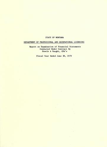 Department of Professional and Occupational Licensing, report on examination of financial statements, conducted under contract
