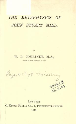 The Metaphysics Of John Stuart Mill