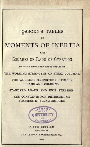 Tables of moments of inertia and squares of radii of gyration