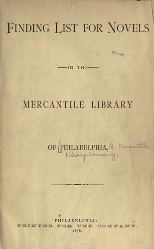 Finding list for novesl in the Mercantile library of Philadelphia