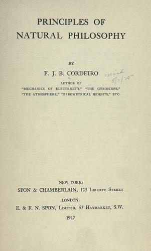 Principles of natural philosophy