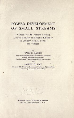 Power development of small streams