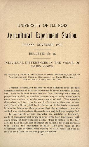 Individual differences in the value of dairy cows