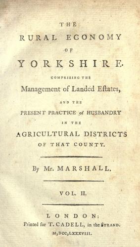 The rural economy of Yorkshire