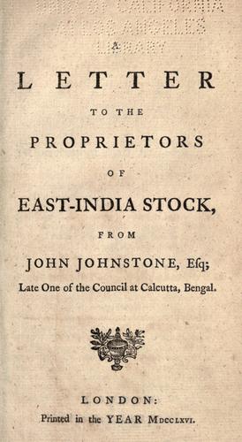 A letter to the proprietors of East-India stock