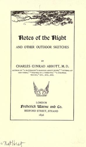 Notes of the night, and other outdoor sketches