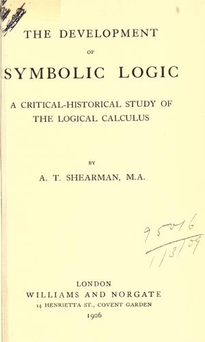 The development of symbolic logic