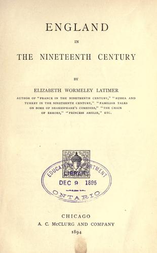 England in the nineteenth century