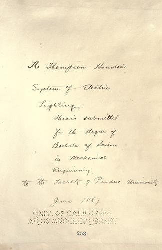 The Thompson-Houston system of electric lighting ..