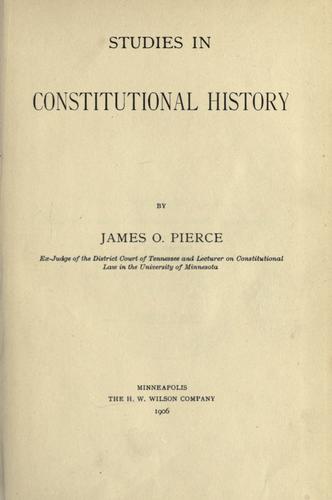 Studies in constitutional history