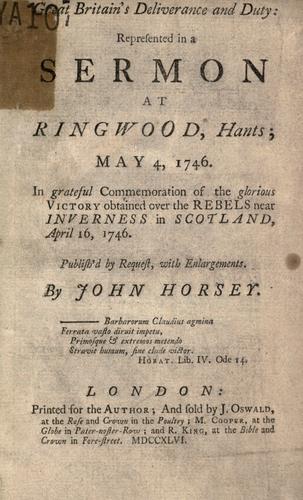 Great Britain's deliverance and duty