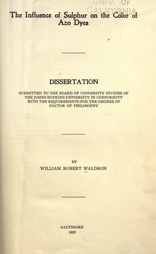 The influence of sulphur on the color of azo dyes ..