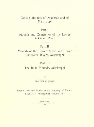 Certain mounds of Arkansas and of Mississippi