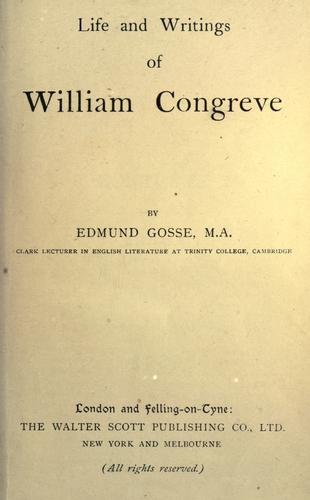 Life and writings of William Congreve