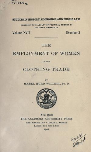 The employment of women in the clothing trade