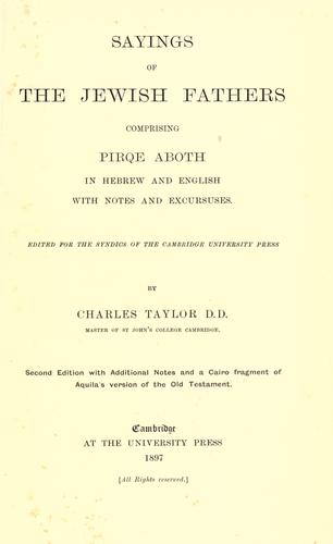 Sayings of the Jewish fathers
