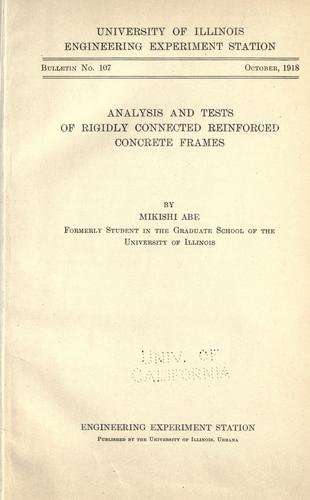 Analysis and tests of rigidly connected reinforced concrete frames