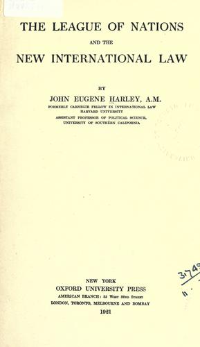 The League of Nations and the new international law