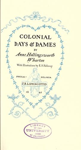 Colonial days & dames