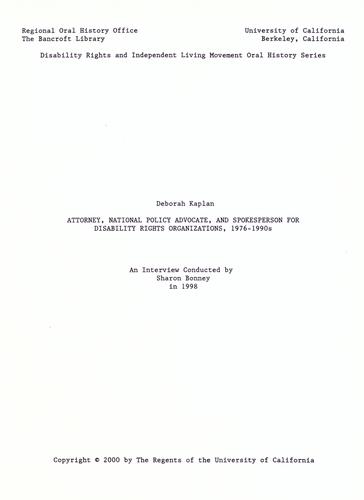 Attorney, national policy advocate, and spokesperson for disability rights organizations, 1976-1990s