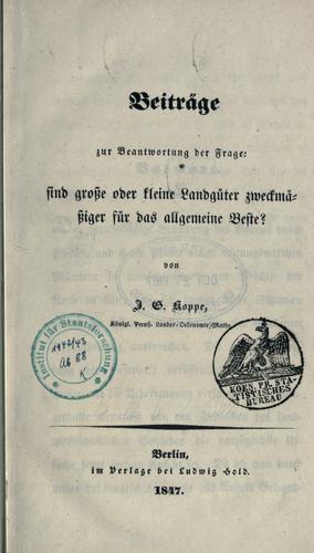 Beitr©·age zur Beantwortung der Frage