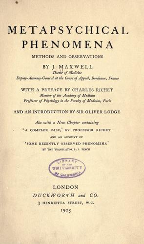 Metaphysical phenomena