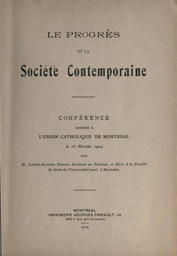 Le progrès et la société contemporaine